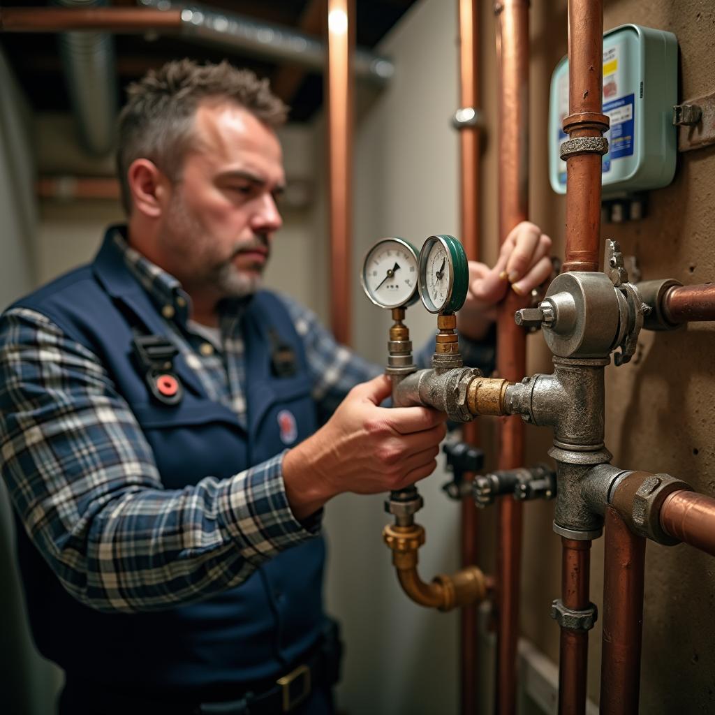 Bodrum katında sprinkler boru hattı ve vana kontrolü