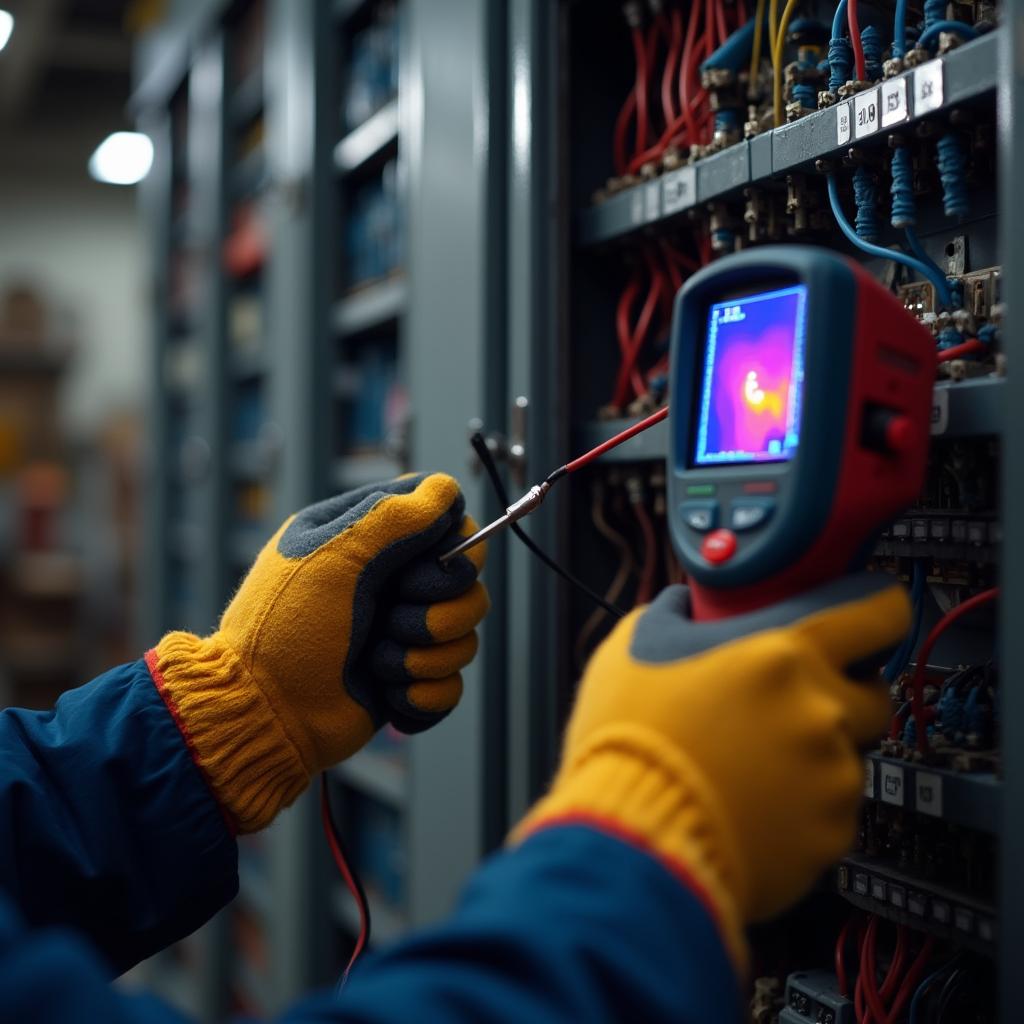 Termal kamera ile elektrik panosundaki bağlantı noktalarının ısı kontrolü